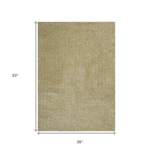 HomeRoots 8' Yellow Hand-Woven Round Rug - Artisan Crafted, Durable Polyester for Stylish Living Spaces 3' X 5' 353920