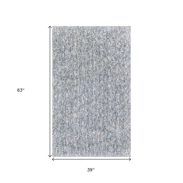 HomeRoots 8' Slate Blue and Ivory Abstract Hand-Woven Round Rug - Modern Elegance for Any Living Space 3' x 5' 353921