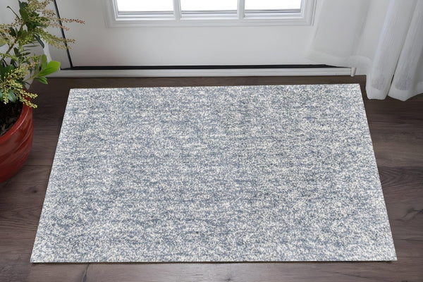 HomeRoots 8' Slate Blue and Ivory Abstract Hand-Woven Round Rug - Modern Elegance for Any Living Space 3' x 5' 353921