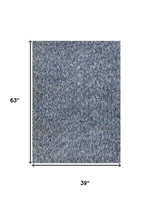 HomeRoots 5' Hand-Woven Indigo and Ivory Abstract Area Rug - Contemporary Design for Modern Spaces 3' X 5' 353923