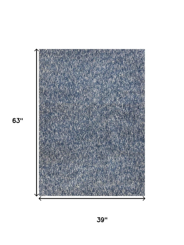 HomeRoots 5' Hand-Woven Indigo and Ivory Abstract Area Rug - Contemporary Design for Modern Spaces 3' X 5' 353923