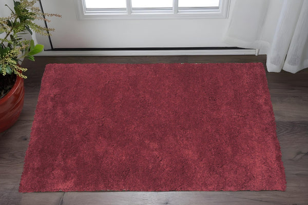 HomeRoots 8' Hand-Woven Red Round Rug - Artisan-Crafted Soft Polyester for Warmth, Durability, and Style 3' X 5' 353927