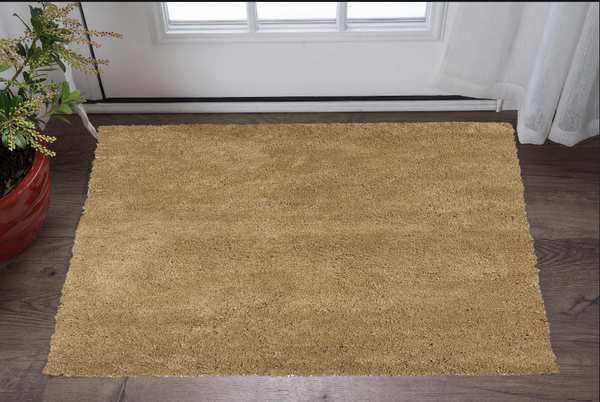 Homeroots 3' X 5' Gold Plain Area Rug  Polyester 353930