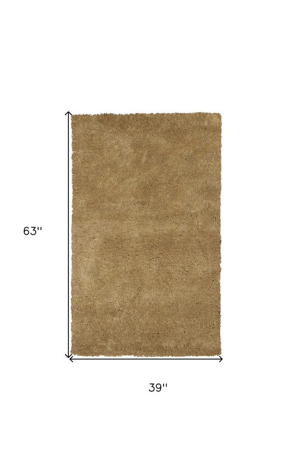 Homeroots 3' X 5' Gold Plain Area Rug  Polyester 353930