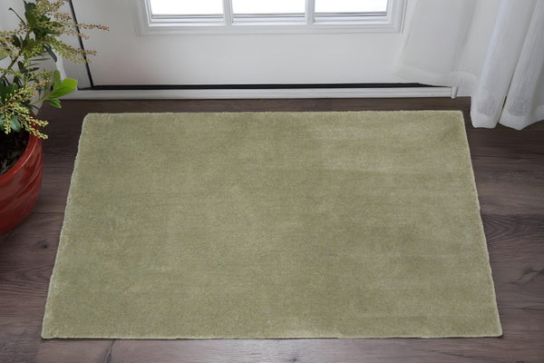 HomeRoots 8' Sage Shag Hand Woven Area Rug - Luxurious Plush Pile for Warmth, Style, and Noise Reduction in Homes 3' X 5' 353931