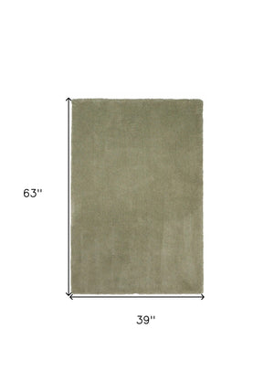 HomeRoots 8' Sage Shag Hand Woven Area Rug - Luxurious Plush Pile for Warmth, Style, and Noise Reduction in Homes 3' X 5' 353931