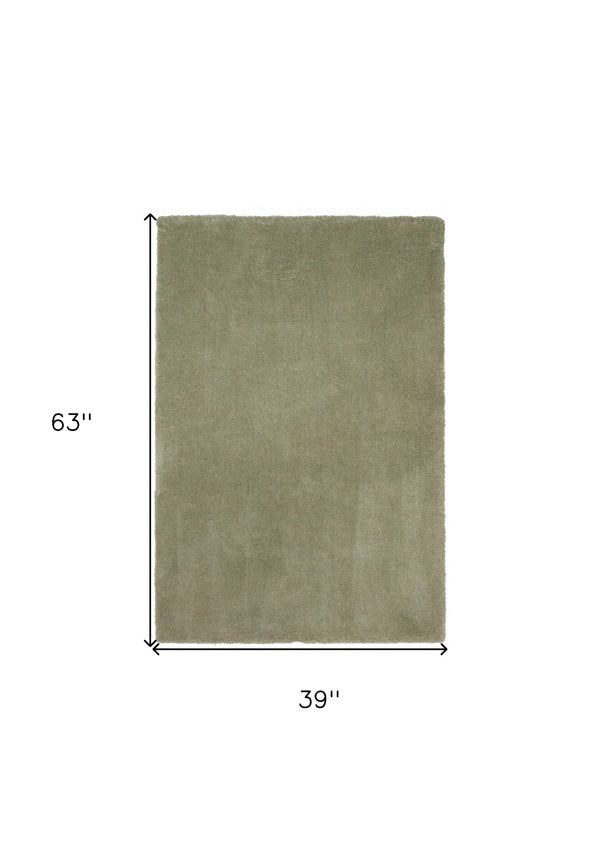 HomeRoots 8' Sage Shag Hand Woven Area Rug - Luxurious Plush Pile for Warmth, Style, and Noise Reduction in Homes 3' X 5' 353931