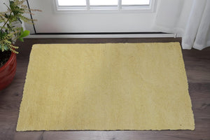 HomeRoots 8' Hand-Woven Canary Yellow Round Rug – Artisan Crafted, Durable, and Stylish for Any Space 3' X 5' 353933