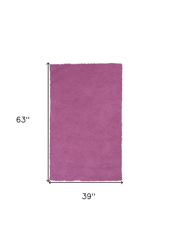 Homeroots 3' X 5' Hot Pink Indoor Shag Rug  Polyester 353935