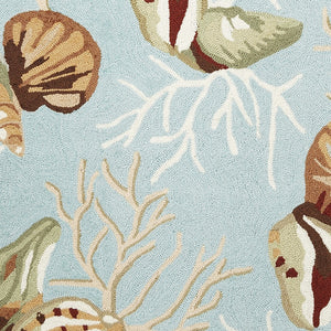 Homeroots 3' X 5' Blue Corals And Shells Area Rug  Polyester 353939