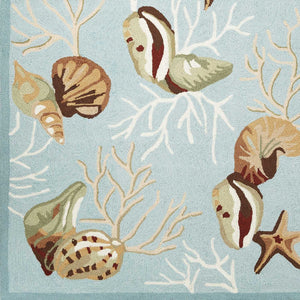 Homeroots 3' X 5' Blue Corals And Shells Area Rug  Polyester 353939