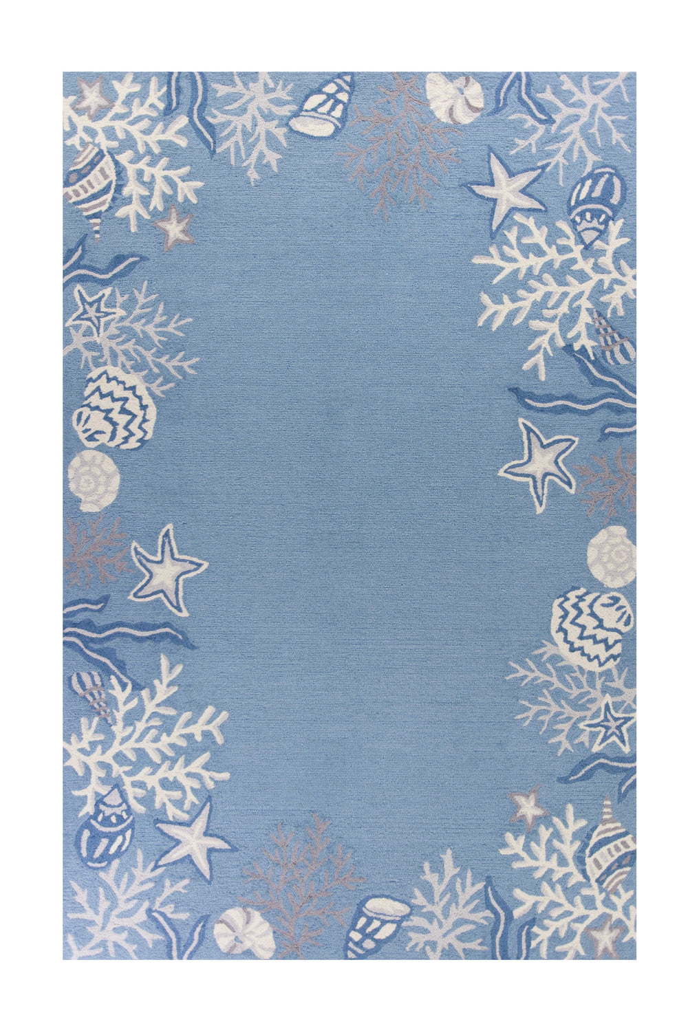 Homeroots 3' X 5' Blue And Off White Coral Hand Hooked Area Rug  Polyester 353940
