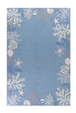 Homeroots 3' X 5' Blue And Off White Coral Hand Hooked Area Rug  Polyester 353940