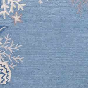 Homeroots 3' X 5' Blue And Off White Coral Hand Hooked Area Rug  Polyester 353940