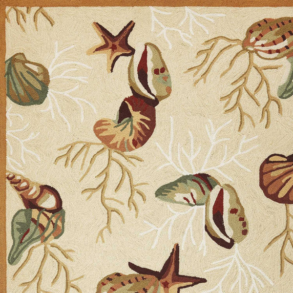 Homeroots 3' X 5' Beige Corals And Shells Area Rug  Polyester 353941