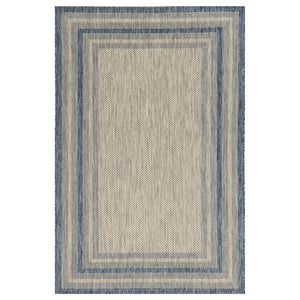 HomeRoots 5' Stylish Grey and Denim Bordered Area Rug - UV Treated, Durable, Low-Maintenance for Modern Homes 5" x 8" 353954