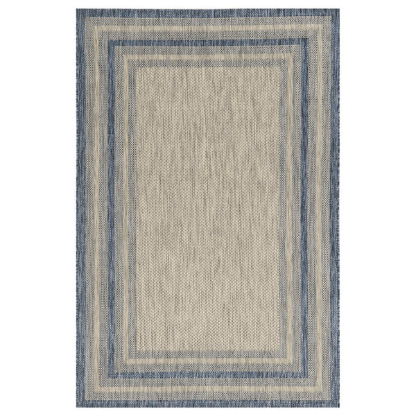 HomeRoots 5' Stylish Grey and Denim Bordered Area Rug - UV Treated, Durable, Low-Maintenance for Modern Homes 5" x 8" 353954