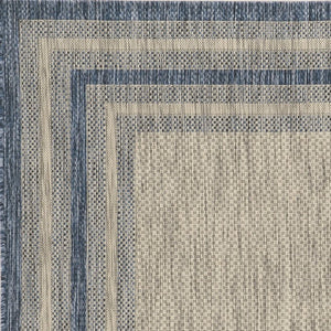 HomeRoots 5' Stylish Grey and Denim Bordered Area Rug - UV Treated, Durable, Low-Maintenance for Modern Homes 5" x 8" 353954