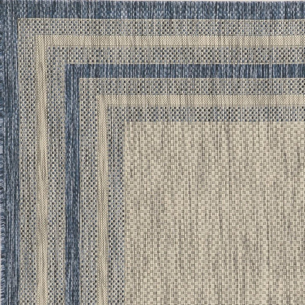 HomeRoots 5' Stylish Grey and Denim Bordered Area Rug - UV Treated, Durable, Low-Maintenance for Modern Homes 5" x 8" 353954