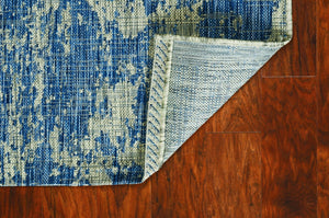 HomeRoots 5' Blue and Green Abstract Area Rug - Modern Indoor Outdoor Design, Durable, Easy Maintenance, Versatile 5' x 7' 353955