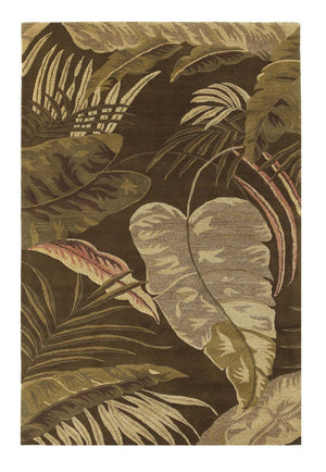 HomeRoots 5' Hand-Tufted Wool Area Rug with Brown and Beige Botanical Leaves – Artisanal Comfort for Every Room 3' X 4' 353966