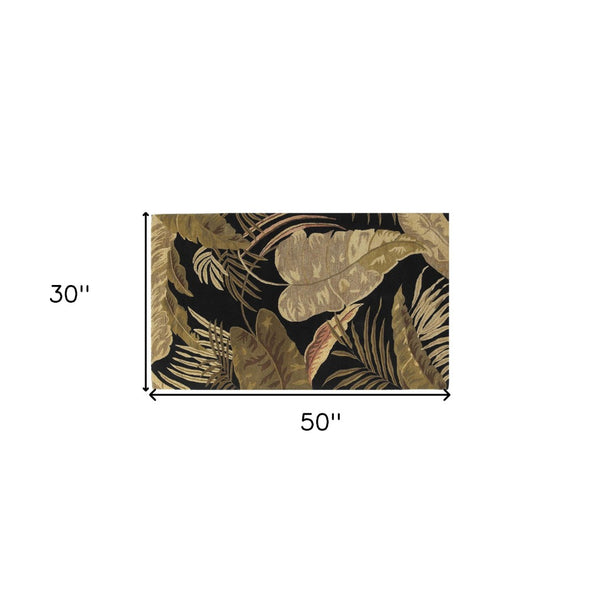 HomeRoots 5' Elegant Hand-Tufted Wool Area Rug with Botanical Leaves Design for Cozy Living Spaces and Style 2' X 4' 353967