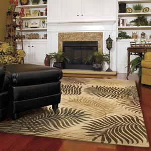 Homeroots 2' X 4' Natural Fern Leaves Wool Area Rug  Wool 353969