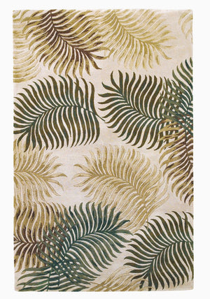 Homeroots 2' X 4' Natural Fern Leaves Wool Area Rug  Wool 353969