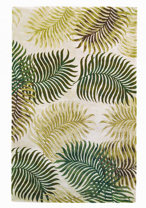 Homeroots 2' X 4' Natural Fern Leaves Wool Area Rug  Wool 353969
