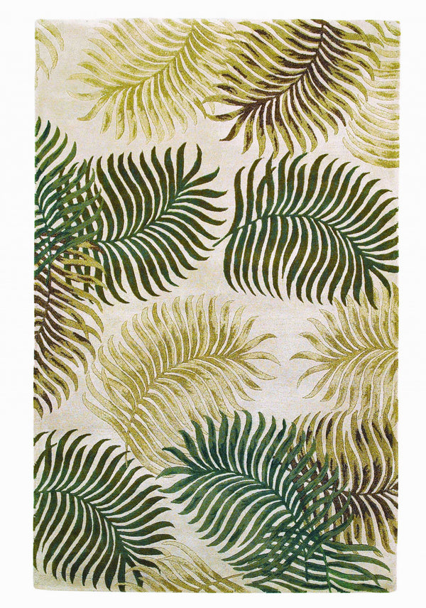 Homeroots 2' X 4' Natural Fern Leaves Wool Area Rug  Wool 353969