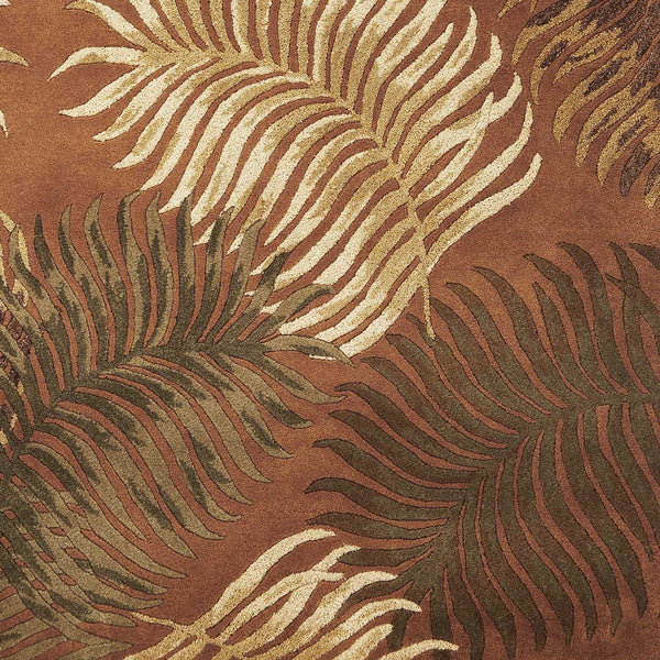 Homeroots 3' X 4' Rust Orange Hand Tufted Tropical Leaves Indoor Area Rug  Wool 353970