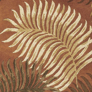 HomeRoots 5' Hand-Tufted Wool Area Rug with Rich Rust Orange & Green Leaf Motif for Botanical Elegance 3' X 4' 353970