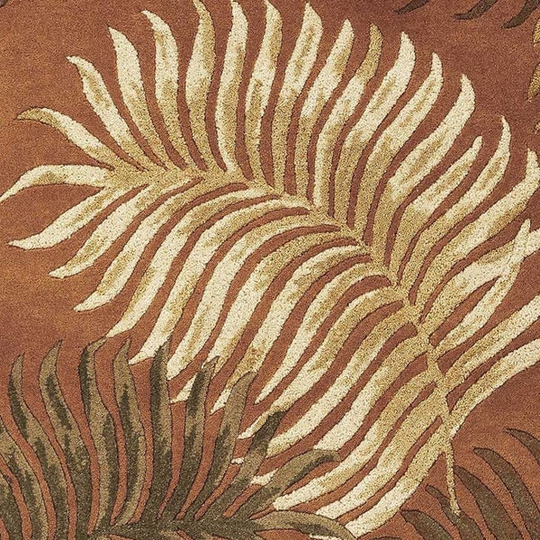 HomeRoots 5' Hand-Tufted Wool Area Rug with Rich Rust Orange & Green Leaf Motif for Botanical Elegance 3' X 4' 353970