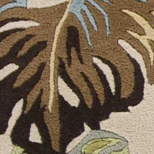 HomeRoots 5' Luxurious Hand-Tufted Wool Area Rug with Botanical Blue Leaves - Organic Elegance for Any Room 3' X 4' 353972