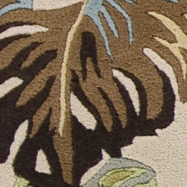 HomeRoots 5' Luxurious Hand-Tufted Wool Area Rug with Botanical Blue Leaves - Organic Elegance for Any Room 3' X 4' 353972