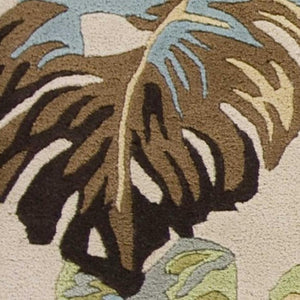 HomeRoots 5' Luxurious Hand-Tufted Wool Area Rug with Botanical Blue Leaves - Organic Elegance for Any Room 3' X 4' 353972