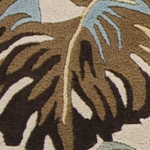 HomeRoots 5' Luxurious Hand-Tufted Wool Area Rug with Botanical Blue Leaves - Organic Elegance for Any Room 3' X 4' 353972