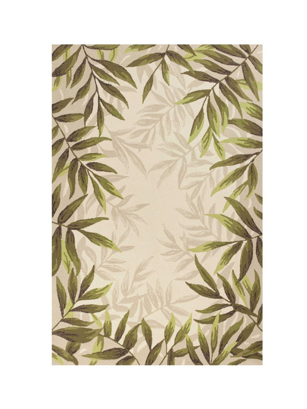 HomeRoots 5' Hand-Tufted Wool Area Rug with Elegant Ivory and Green Botanical Design for Cozy Interiors 2' X 4' 353974