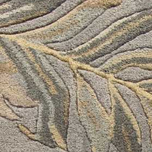 HomeRoots 5' Elegant Gray and Taupe Hand-Tufted Wool Area Rug with Botanical Leaves for Cozy Living Spaces 3' X 4' 353976