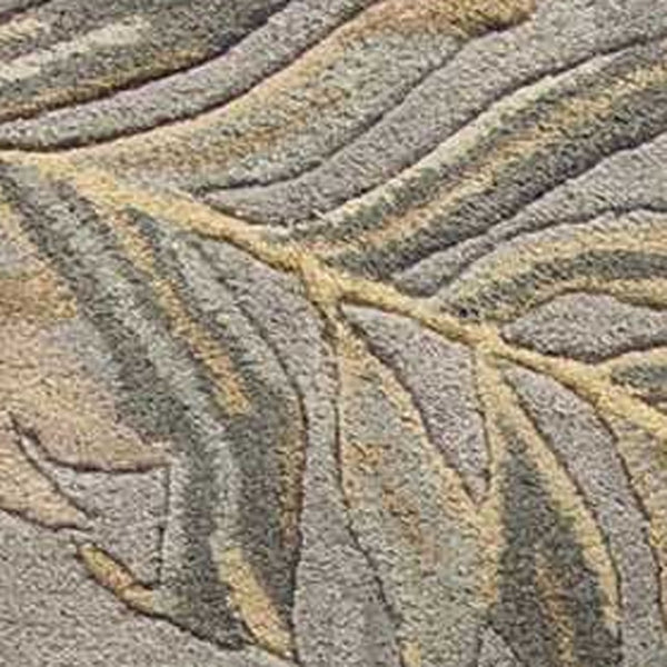 HomeRoots 5' Elegant Gray and Taupe Hand-Tufted Wool Area Rug with Botanical Leaves for Cozy Living Spaces 3' X 4' 353976