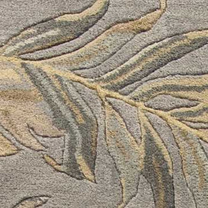 HomeRoots 5' Elegant Gray and Taupe Hand-Tufted Wool Area Rug with Botanical Leaves for Cozy Living Spaces 3' X 4' 353976