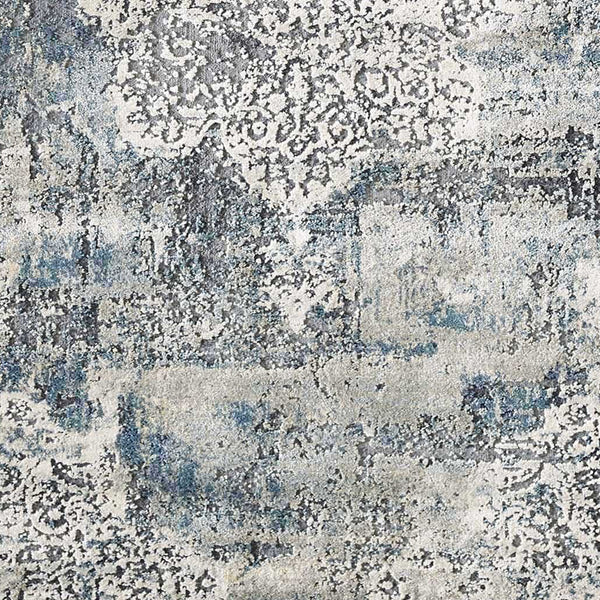 Homeroots 8' Ivory Machine Woven Distressed Diamond Floral Medallion Indoor Runner Rug  Polyester 353991