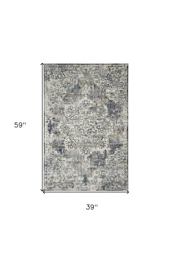 Homeroots 3' X 5' Ivory Area Rug  Polyester 353992