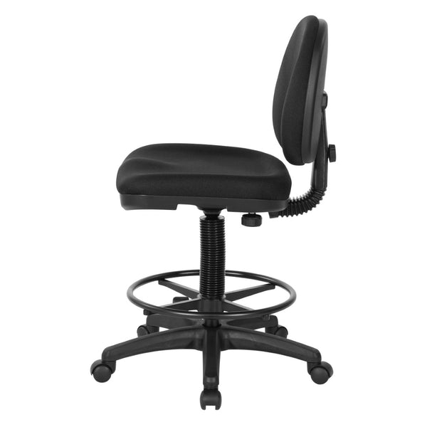 OSP Home Furnishings Lumbar Support Drafting Chair Ergonomic Fabric Seat with Gas Lift for Studio Use DC640-231