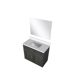 English Elm Black Oak Single Bath Vanity Set With Cultured Marble Top & Frameless Mirror For Elegant Bathrooms B2731S02116