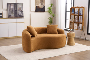 English Elm LY-042 Zen-Inspired S-Curved Dual-Depth Loveseat with Chenille Upholstery, Ready-to-Use Comfort Orange W2231P329720