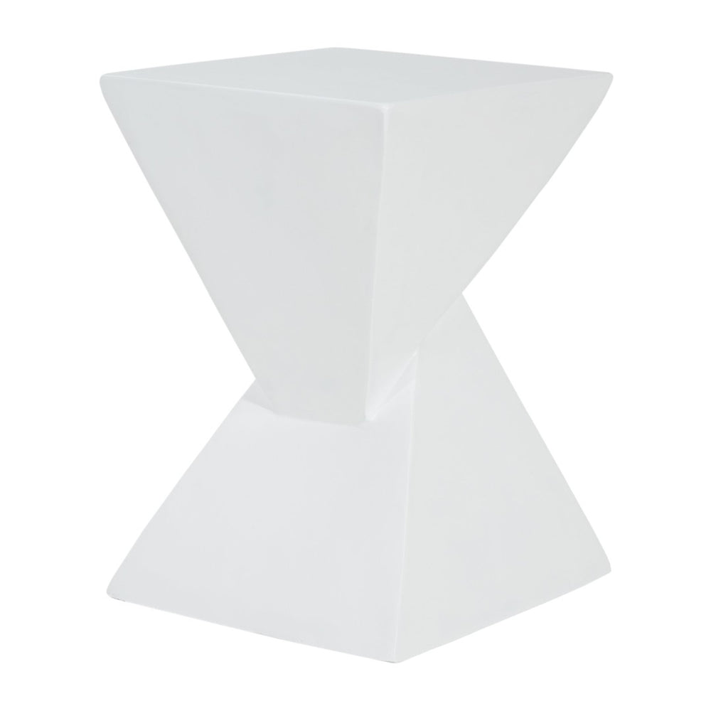 English Elm All Weather Mgo X Base Accent Table Geometric Sculptural Outdoor Indoor White N770P341402W