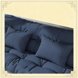 English Elm Outdoor Tufted Bench Cushion Set with Polyester Fill for Patio Porch Comfort Navy Blue T3971P442907