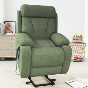 English Elm Power Lift Recliner For Seniors - Elegant Electric Chair With Remote Control & Side Pocket, Dark Green Velvet W1028S00056-GIGA