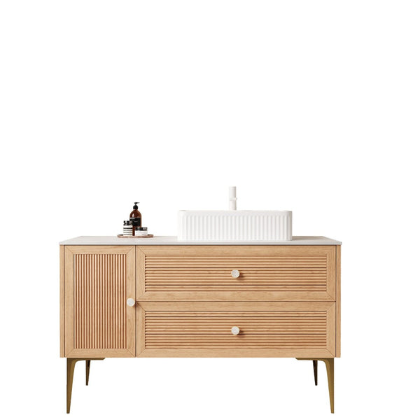 English Elm Dipa 48 Inch Floating Bathroom Vanity Walnut Cabinet Sintered Stone Top Led Sensor W2615S00209